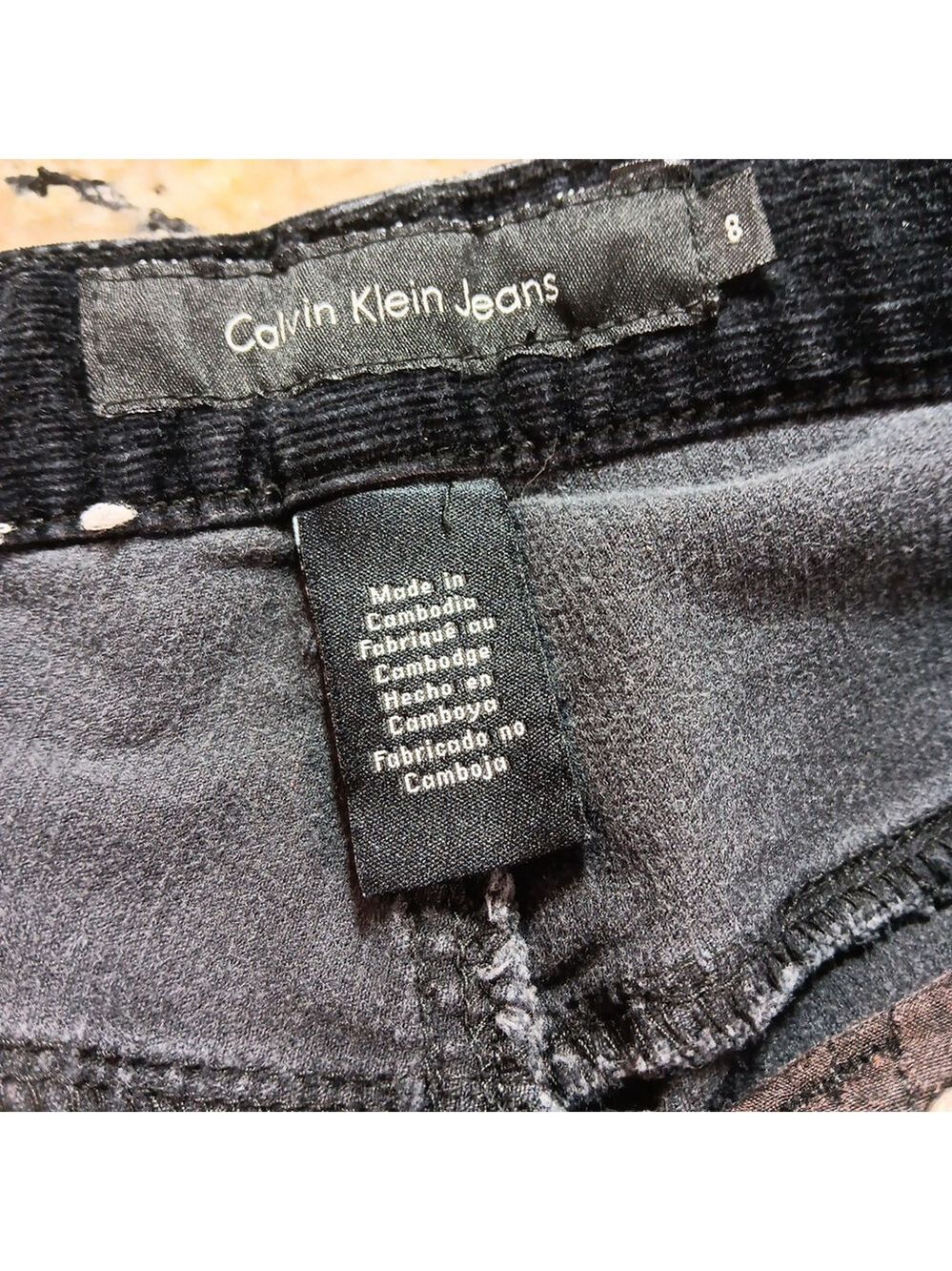 Size 8 X 28 Calvin Klein Jeans Womens Black Velvet Bootcut Mid Rise Pants - Picture 3 of 12